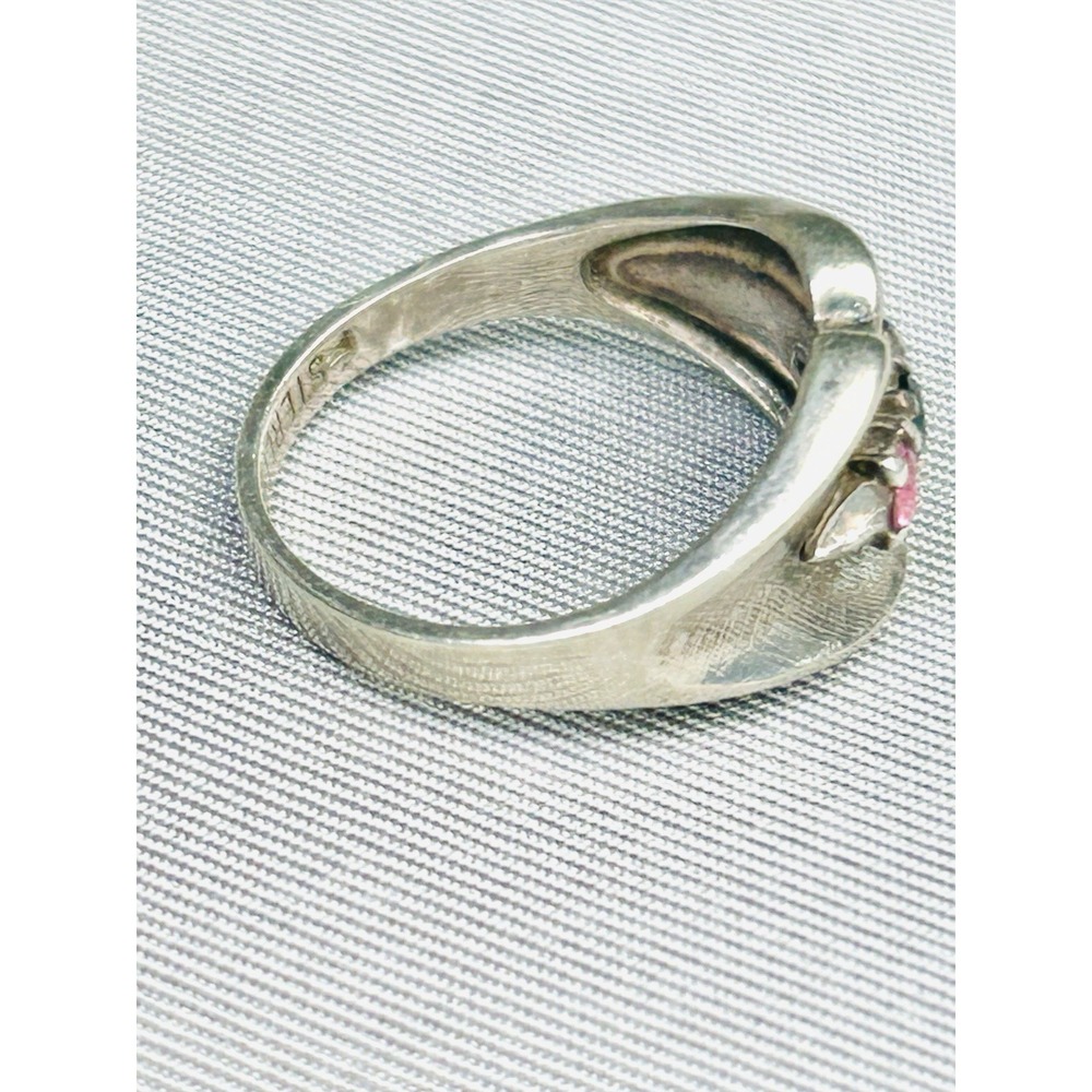 Sterling Silver Size 8.75 Ring With 3 Color Faux Stones Costume Jewelry - Picture 5 of 7